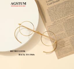 Customize Prescription Glasses - 39mm Small Round Wire Rim Glasses Frame with Photochromic Progressive Myopia Aspheric Lenses