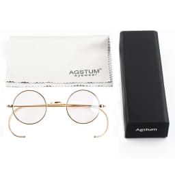 Customize Prescription Glasses - 39mm Small Round Wire Rim Glasses Frame with Photochromic Progressive Myopia Aspheric Lenses