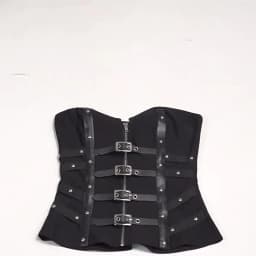 Goth Dark Punk Grunge Leather Buckle Strapless Corset Tops Mall Gothic Zip Women Tupe Top Y2K Coquette Streetwear Alt Tanks Vest