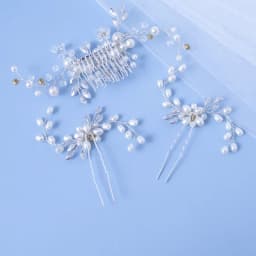 Bride's hair ornament Crystal Women Brid hair comb Pearl comb wedding headdress Silver Color Pearl Crystal Wedding Hair Combs