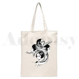 Manga Junji Ito Shintaro Kago Weeaboo Otaku Tote Bag Unisex Canvas Bags Shopping Bags Printed Casual Shoulder Bag Foldable