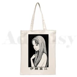 Manga Junji Ito Shintaro Kago Weeaboo Otaku Tote Bag Unisex Canvas Bags Shopping Bags Printed Casual Shoulder Bag Foldable