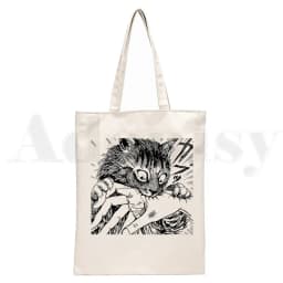 Manga Junji Ito Shintaro Kago Weeaboo Otaku Tote Bag Unisex Canvas Bags Shopping Bags Printed Casual Shoulder Bag Foldable