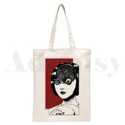 Manga Junji Ito Shintaro Kago Weeaboo Otaku Tote Bag Unisex Canvas Bags Shopping Bags Printed Casual Shoulder Bag Foldable