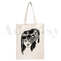 Manga Junji Ito Shintaro Kago Weeaboo Otaku Tote Bag Unisex Canvas Bags Shopping Bags Printed Casual Shoulder Bag Foldable