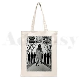 Manga Junji Ito Shintaro Kago Weeaboo Otaku Tote Bag Unisex Canvas Bags Shopping Bags Printed Casual Shoulder Bag Foldable