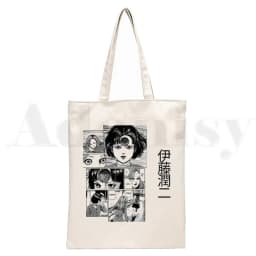 Manga Junji Ito Shintaro Kago Weeaboo Otaku Tote Bag Unisex Canvas Bags Shopping Bags Printed Casual Shoulder Bag Foldable