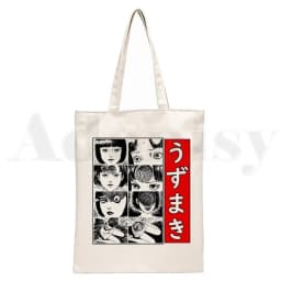 Manga Junji Ito Shintaro Kago Weeaboo Otaku Tote Bag Unisex Canvas Bags Shopping Bags Printed Casual Shoulder Bag Foldable