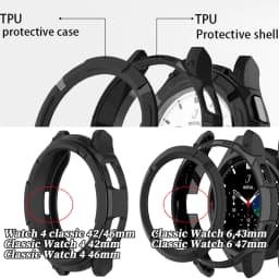 Black Case for Samsung Galaxy Watch 6 Classic 43mm 47mm Protective TPU Cover for Samsung Watch 4 Classic 42mm 46mm Accessories
