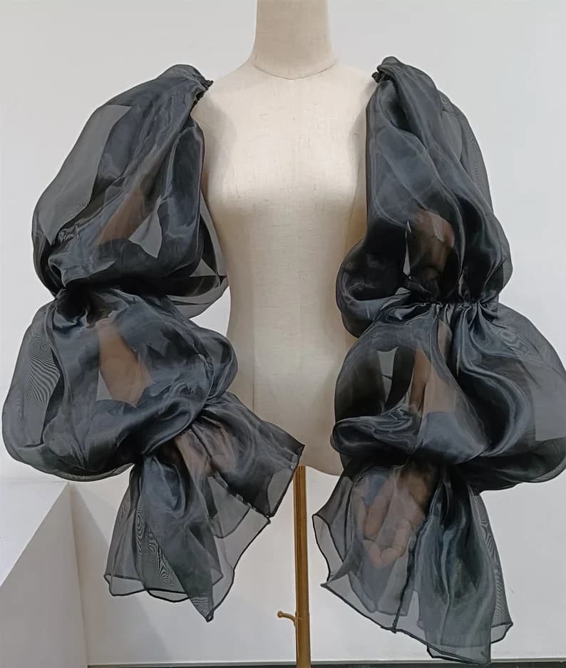 Organza Party Sleeves Formal Gloves Puffy Ruffles Wedding Sleeves Bride Accessory Special Occasion Accessories