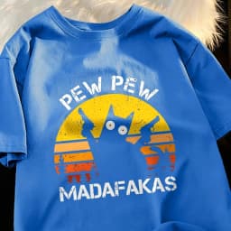 Pew Pew Madafakas Cat With Two Guns T-Shirts Man Street Summer Short Sleeve Harajuku Cotton Tshirt Oversized Breathable Tops