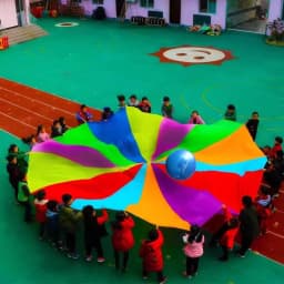Multiple People Outdoor Camping Rainbow Umbrella Parachute Toy Jump-Sack Ballute Play Interactive Teamwork Game Toy For Kids