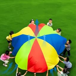 Multiple People Outdoor Camping Rainbow Umbrella Parachute Toy Jump-Sack Ballute Play Interactive Teamwork Game Toy For Kids