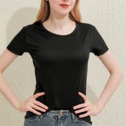 2026 Short T-Shirts Summer Women's Short Sleeve Round Neck Casual Blouse Shirts Solid Color Tops Black / White