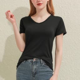 2026 Short T-Shirts Summer Women's Short Sleeve Round Neck Casual Blouse Shirts Solid Color Tops Black / White