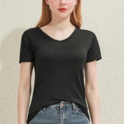 2026 Short T-Shirts Summer Women's Short Sleeve Round Neck Casual Blouse Shirts Solid Color Tops Black / White