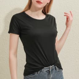 2026 Short T-Shirts Summer Women's Short Sleeve Round Neck Casual Blouse Shirts Solid Color Tops Black / White