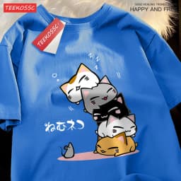 Cute Stacked Cats Sleeping Don'T See The Mouse Men Women T Shirts Oversized Loose T-Shirts Summer Cotton O-Neck Short Sleeve