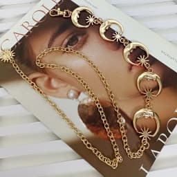Punk Hip Hop Style All-match Waist chain sun Vintage Metal Womans Belt For Dress Moon High Waist Chain Belt for Women