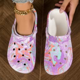 Garden Clogs Comfortable Women's Tie-dye Pattern Clogs, Slip On Lightweight Two-way Wear Clogs, Non-slip Summer Beach Slides 666