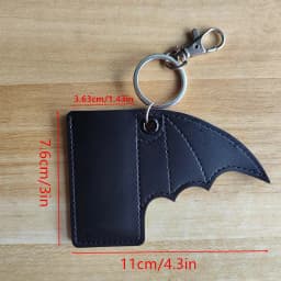 Bat crazy vegan vinyl faux leather black demon wing lighter case keychain