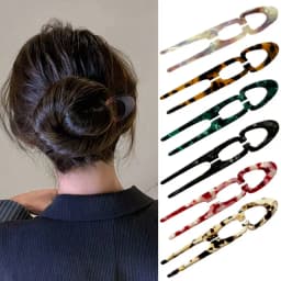 Party Gifts Acetate Hair Bun U-Shaped Fshion Design Bun Acetate Meatball Head Hairclip For Woman Girl Hair Accessories
