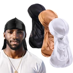 Unisex Silky Long Tail Durag Pirate Hat Turban Fashion Headwraps Cap Bandana Women Men Headwear Caps Hijab Hair Accessories 
