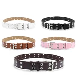 Children Punk PU Leather Belt Double Holes Metal Pin Buckle Waist Strap Casual Jeans Dress Decoration Belt