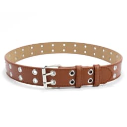 Children Punk PU Leather Belt Double Holes Metal Pin Buckle Waist Strap Casual Jeans Dress Decoration Belt