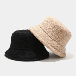 Fashion Lamb Faux Fur Bucket Hat Winter Warm Teddy Velvet Caps for Women Lady Outdoor Panama Fisherman Hat Skullies & Beanies