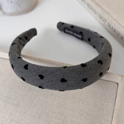 Autumn Winter Retro Black-Gray Headband Bow Heart Sponge Hair Band for Woman Girls Temperament Hair Hoop Female Hair Accessories