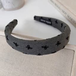 Autumn Winter Retro Black-Gray Headband Bow Heart Sponge Hair Band for Woman Girls Temperament Hair Hoop Female Hair Accessories