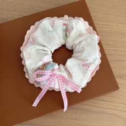 Women's Scrunchie Headscarf Korean Sweet Style Fun Plaid Dog Cat Triangle Scarf Cute Lace Headband Hair Accessory Combination
