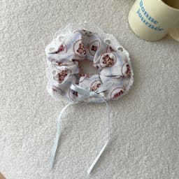 Women's Scrunchie Headscarf Korean Sweet Style Fun Plaid Dog Cat Triangle Scarf Cute Lace Headband Hair Accessory Combination