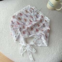 Women's Scrunchie Headscarf Korean Sweet Style Fun Plaid Dog Cat Triangle Scarf Cute Lace Headband Hair Accessory Combination