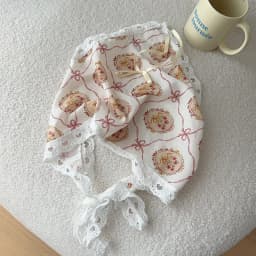 Women's Scrunchie Headscarf Korean Sweet Style Fun Plaid Dog Cat Triangle Scarf Cute Lace Headband Hair Accessory Combination