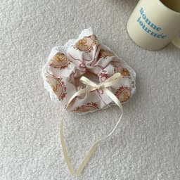 Women's Scrunchie Headscarf Korean Sweet Style Fun Plaid Dog Cat Triangle Scarf Cute Lace Headband Hair Accessory Combination