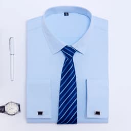 Men's French Cuffs Dress Shirt Long Sleeve Fit Elegant Gentleman Romantic Wedding Party Business Fashion White Shirts