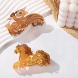 1/2pcs Brown Autumn Animal Series Hair Grab Acrylic Gripper Sweet Back Hair Clip Super Cute Hairpin Shark Clip