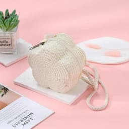 Children's Straw Shoulder Bags Beach Bag Coin Purse Kids Flower Woven Crossbody Bag