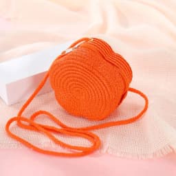 Children's Straw Shoulder Bags Beach Bag Coin Purse Kids Flower Woven Crossbody Bag