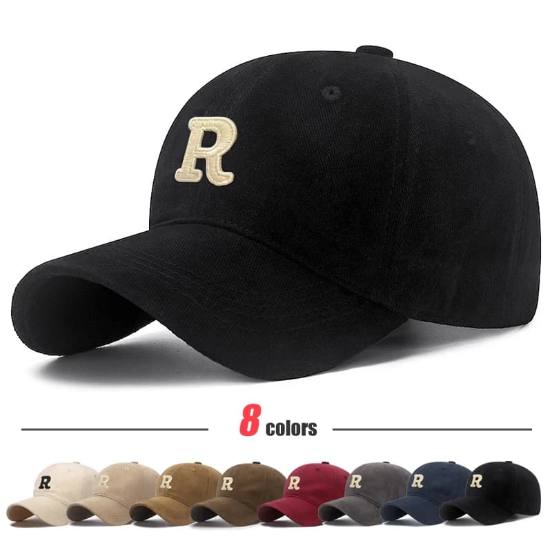 New Unisex Korean Version Big Head Circumference Three-Dimensional R Letter Cotton Thorn 3Dimensional Embroidered Baseball Cap