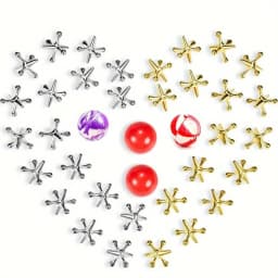 Classic Mini Metal Jack Game Set With Bouncy Ball - Perfect For Family Fun, Party Favors & Gifts | Zinc Alloy, Ages 14+