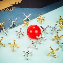 Classic Mini Metal Jack Game Set With Bouncy Ball - Perfect For Family Fun, Party Favors & Gifts | Zinc Alloy, Ages 14+