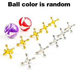 Classic Mini Metal Jack Game Set With Bouncy Ball - Perfect For Family Fun, Party Favors & Gifts | Zinc Alloy, Ages 14+