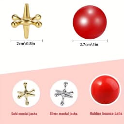 Classic Mini Metal Jack Game Set With Bouncy Ball - Perfect For Family Fun, Party Favors & Gifts | Zinc Alloy, Ages 14+