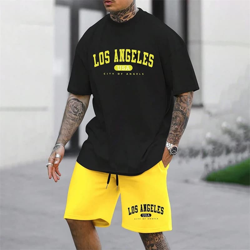 20024 Outdoor Sports Style Men's Suit Basketball Suit Summer Seaside Holiday Leisure Wear Men's Home Loose Comfortable Pyjamas