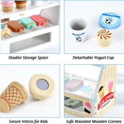 Ice Cream Counter Playset For Kids Montessori Pretend Play Food Toys Kitchen Accessories With Coin Role Play For Kids Girls Boys
