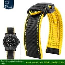 For Breitling Omega IWC Mark nylon yellow rubber Bottom watch strap 20mm 22mm 23 24mm Strap Men Waterproof Wrist Band Watchband