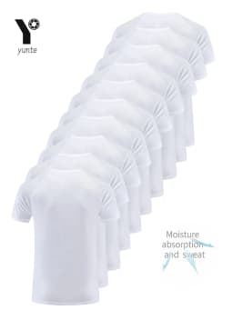 Crew T-Shirt10Pcs White Ultralight Men Quick Dry Breathable Sweat Shirt for Fitness Gym Running Light Plaid Quick Dry Short Sleeves